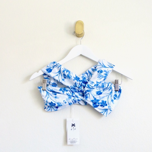 NEW! Kenny Flowers The Côte d'Azur Off the shoulder Bikini Top Blue SZ S - Picture 8 of 13